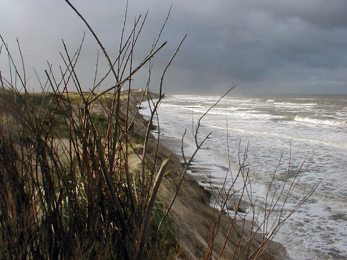 Sturmflut von den D&uuml;nen aus gesehen