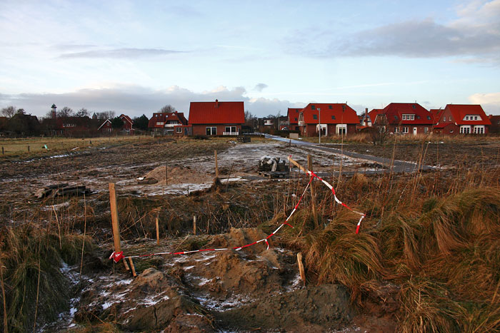 Blick auf das Neubaugebiet im Dorfgroden