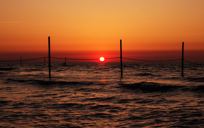 Sonnenuntergang von Buhne O aus gesehen