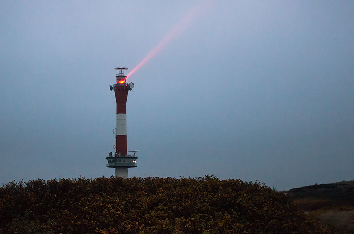 Neuer Leuchtturm in der Abendd&auml;mmerung