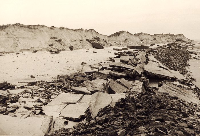 Sturmflut 1962. Zerst&ouml;rte Strandmauer