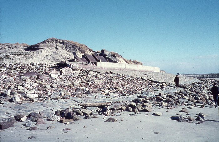 Sturmflut 1962. Zerst&ouml;rte Strandmauer