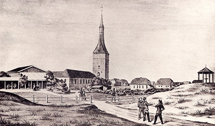 Alt-Wangeroog von der D&uuml;ne links von der Einfahrt aus